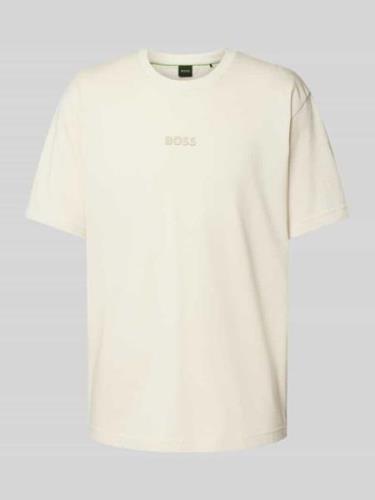 BOSS Green T-Shirt mit Label-Print in Beige, Größe XXL