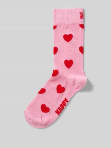 Happy Socks Socken mit Motiv-Print Modell 'Heart' in Rosa, Größe 36-40