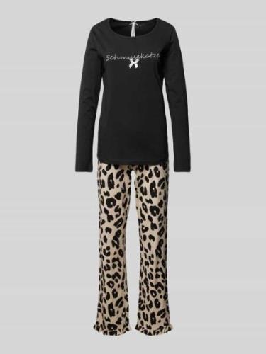 LOUIS & LOUISA Pyjama mit Statement-Stitching Modell 'Schmusekatze' in...