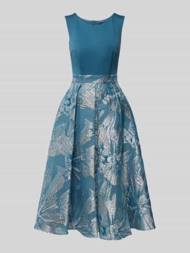 Swing Cocktailkleid mit Rundhalsausschnitt in Bleu, Größe 34