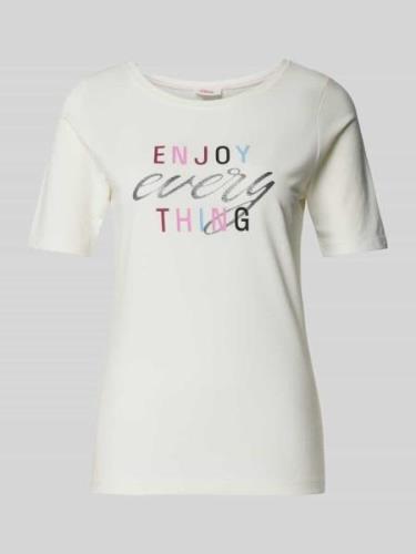 s.Oliver RED LABEL T-Shirt mit Statement-Print Modell 'Enjoy' in Offwh...