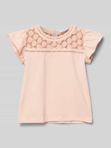 Mayoral T-Shirt mit Häkelspitze in Apricot, Größe 110