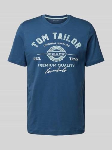 Tom Tailor T-Shirt mit Statement-Print in Blau, Größe L