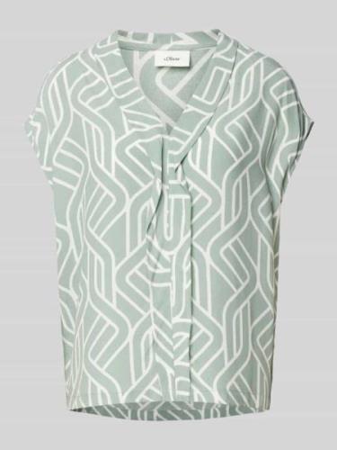 s.Oliver BLACK LABEL Blusenshirt mit V-Ausschnitt in Mint, Größe 42