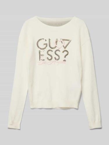 Guess Strickpullover mit Rundhalsausschnitt in Ecru, Größe 92