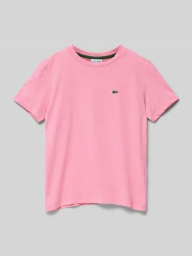 Lacoste T-Shirt mit Label-Detail in Pink, Größe 140