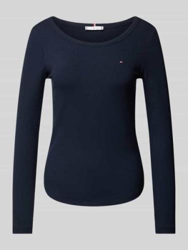 Tommy Hilfiger Longsleeve in Ripp-Optik in Dunkelblau, Größe M