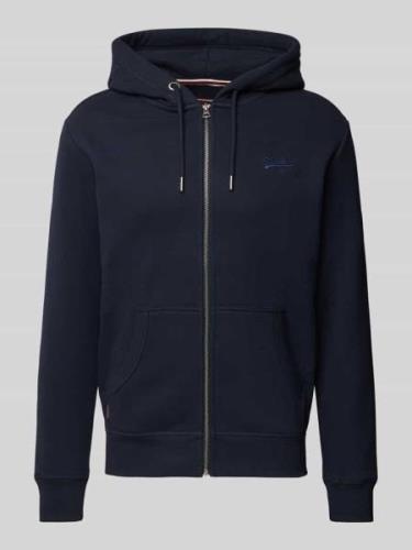 Superdry Sweatjacke mit Label-Stitching in Dunkelblau, Größe L