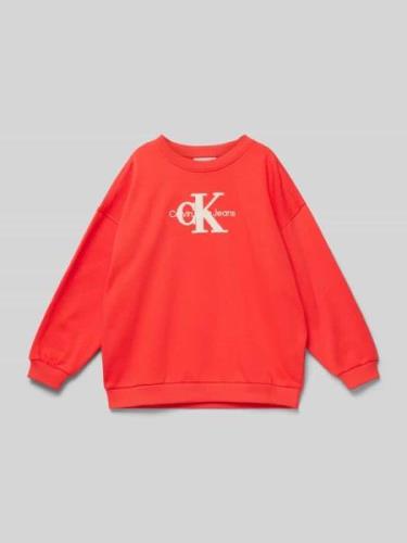 Calvin Klein Jeans Sweatshirt mit Label-Stitching in Hellrot, Größe 14...