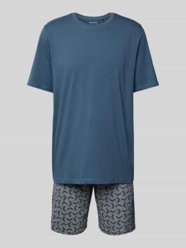 Schiesser Pyjama mit Motiv-Print in Jeansblau, Größe 50