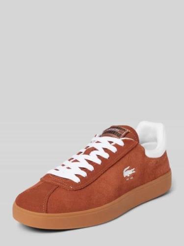 Lacoste Ledersneaker mit Label-Detail Modell 'BASESHOT' in Mittelbraun...