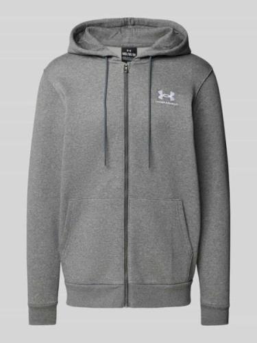 Under Armour Sweatjacke mit Label-Stitching in Dunkelgrau, Größe L