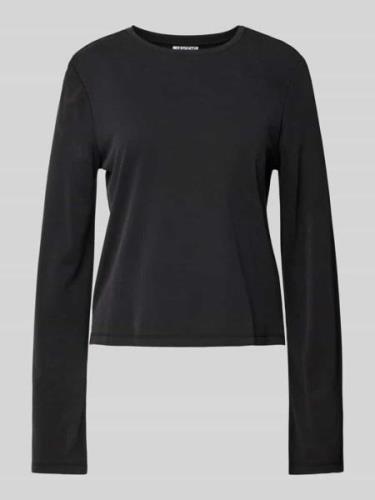 Jake*s Casual Longsleeve mit Rundhalsausschnitt in Black, Größe L