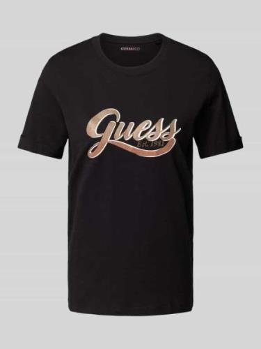 Guess T-Shirt mit Label-Print in Black, Größe M