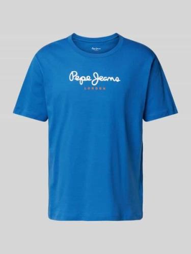 Pepe Jeans T-Shirt mit Label-Print Modell 'EGGO' in Jeansblau, Größe X...