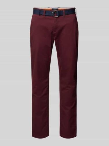 MCNEAL Slim Fit Chino mit Gürtel in Bordeaux, Größe 46