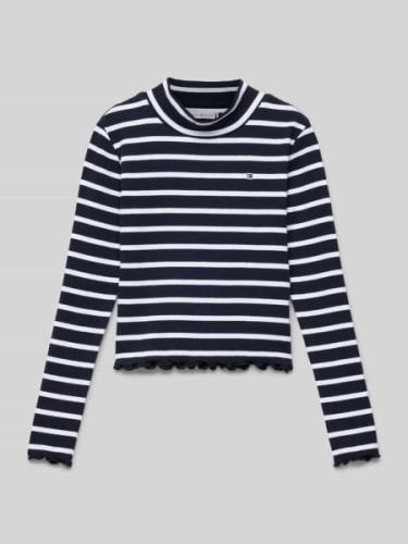 Tommy Hilfiger Teens Longsleeve in Ripp-Optik mit Stehkragen in Marine...