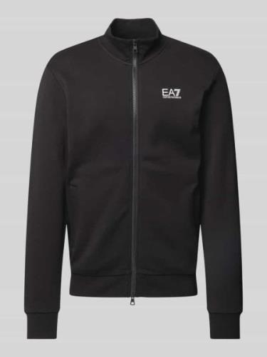 EA7 Emporio Armani Sweatjacke mit Label-Print in Black, Größe L