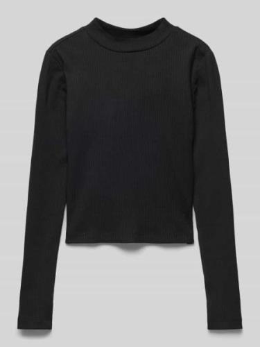 Only Longsleeve mit geripptem Rundhalsausschnitt Modell 'LINEA' in Bla...