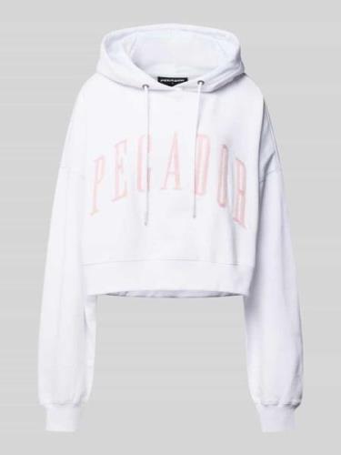 Pegador Cropped Hoodie mit Label-Stitching in Weiss, Größe XL