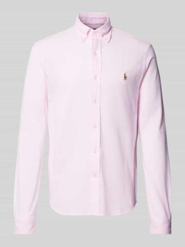 Polo Ralph Lauren Slim Fit Freizeithemd mit Logo-Stitching in Rosa, Gr...