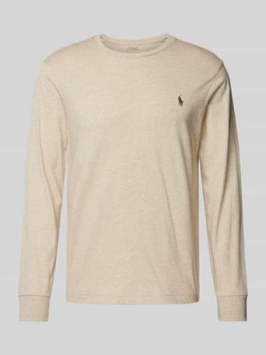 Polo Ralph Lauren Regular Fit Longsleeve mit Label-Stitching in Sand, ...