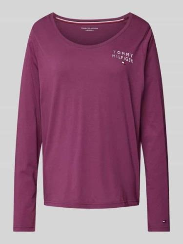 TOMMY HILFIGER Pyjama-Oberteil mit Rundhalsausschnitt in Aubergine, Gr...