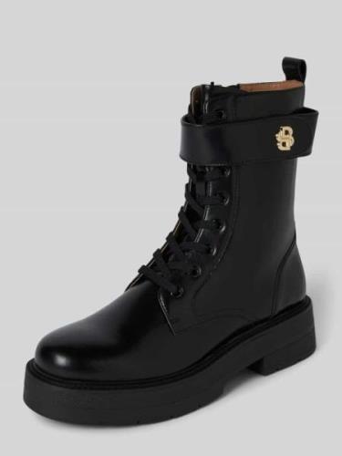 BOSS Lederboots mit Label-Applikation Modell 'Rebby' in Black, Größe 3...