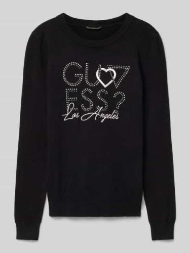 Guess Strickpullover mit Ziersteinbesatz in Black, Größe 176