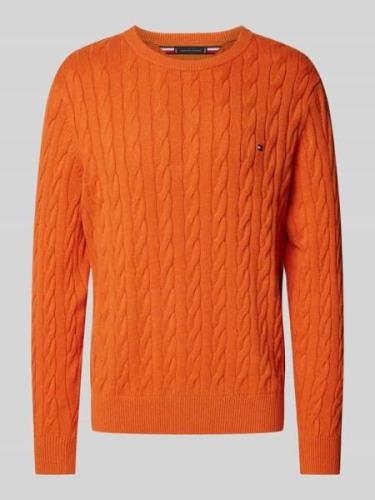 Tommy Hilfiger Strickpullover mit Zopfmuster in Orange, Größe S