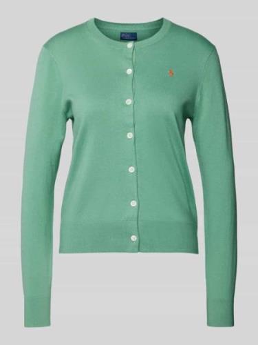 Polo Ralph Lauren Strickcardigan mit Logo-Stitching in Mint, Größe XL