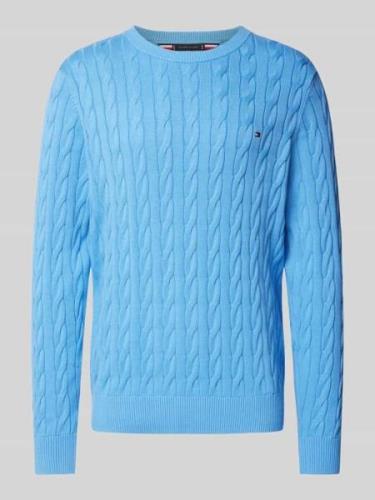 Tommy Hilfiger Strickpullover mit Zopfmuster in Royal, Größe XXL