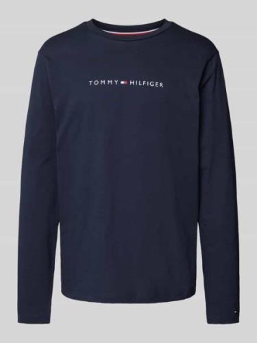 Tommy Hilfiger Longsleeve mit Label-Print in Dunkelblau, Größe L