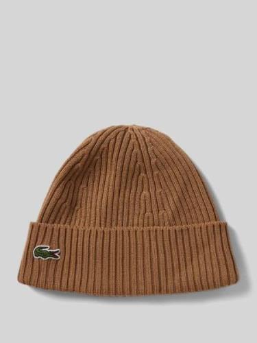 Lacoste Sport Grobstrick-Beanie aus Wolle in Beige, Größe 1