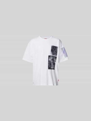 Diesel T-Shirt mit Motiv-Prints in Weiss, Größe L