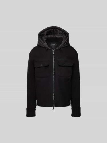 Dsquared2 Hemdjacke mit Kapuze in Black, Größe 52