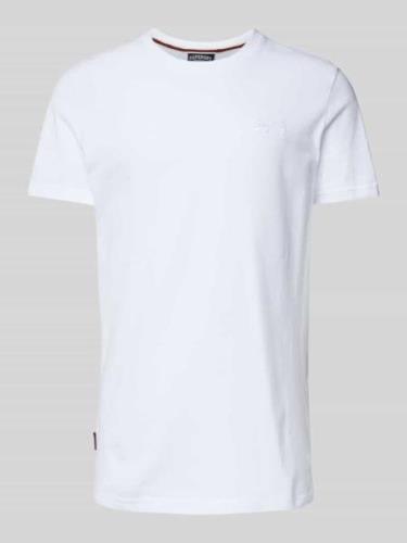 Superdry T-Shirt mit Label-Stitching in Weiss, Größe L