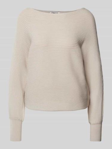 Only Strickpullover mit U-Boot-Ausschnitt Modell 'ADALINE' in Beige, G...