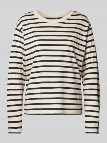 Jake*s Casual Longsleeve mit geripptem Rundhalsausschnitt in Ecru, Grö...