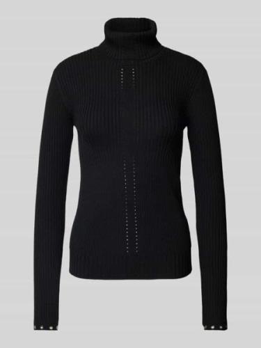 Patrizia Pepe Wollpullover mit Lochmuster in Black, Größe 36