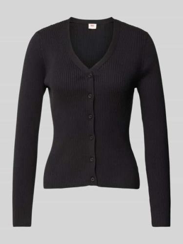 Levi's® Cardigan in Ripp-Optik Modell 'TULIP' in Black, Größe L