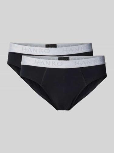 Hanro Slip mit Label-Details im 2er-Pack in Black, Größe L