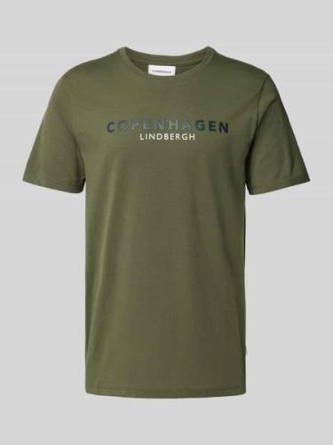 Lindbergh T-Shirt mit Label-Statement-Print in Khaki, Größe L