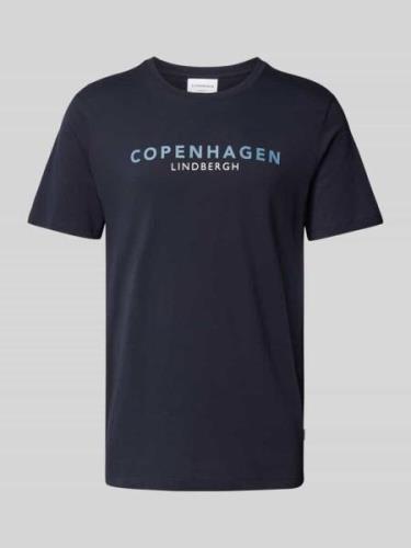 Lindbergh T-Shirt mit Label-Statement-Print in Marine, Größe L