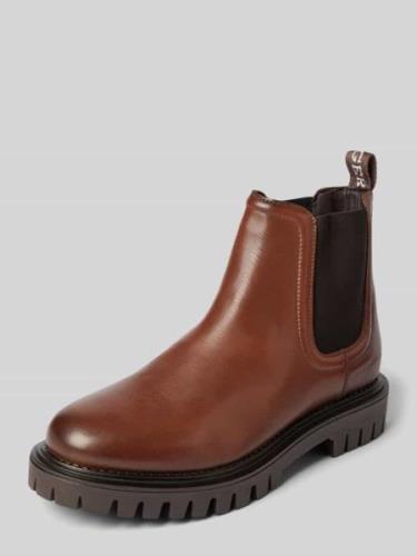 Tommy Hilfiger Lederboots mit strukturierter Sohle in Cognac, Größe 41