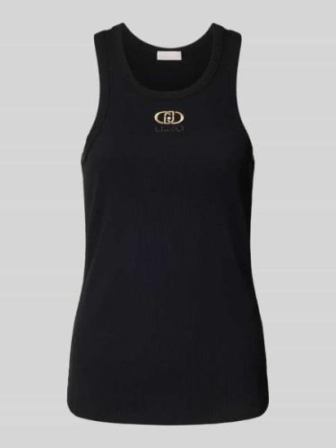 Liu Jo White Tanktop mit Label-Stitching in Black, Größe M