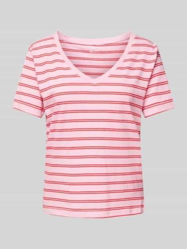 Mango T-Shirt mit V-Ausschnitt Modell 'CHALAPI' in Pink, Größe XL