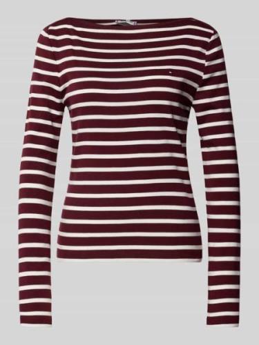 Tommy Hilfiger Longsleeve mit U-Boot-Ausschnitt in Dunkelrot, Größe M