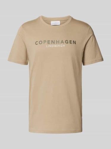 Lindbergh T-Shirt mit Label-Statement-Print in Sand, Größe L