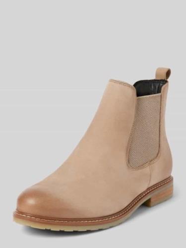 Tamaris Chelsea Boots aus Leder mit Ziernaht in Taupe, Größe 37